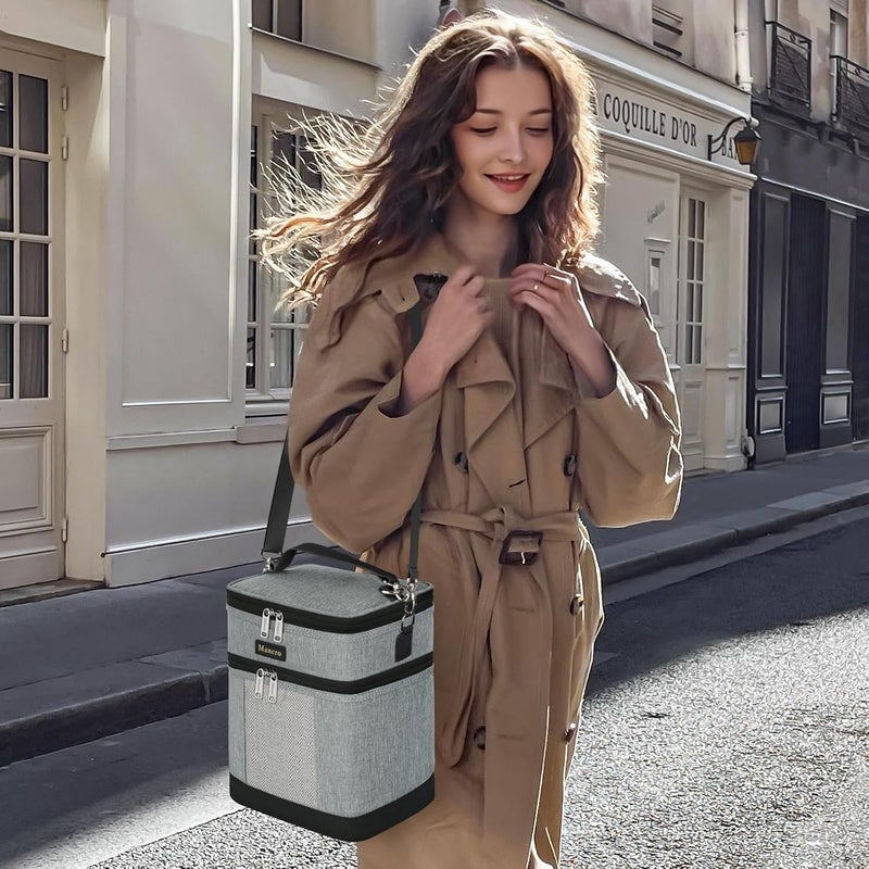 Mancro Breastmilk Cooler Bag with Ice Pack, insulated bottle bag for Daycare and Travel, Double Layer Baby Bottle Cooler Bag Fits 6 up to 9 Ounces for Nursing Moms, Light Grey - Image 2